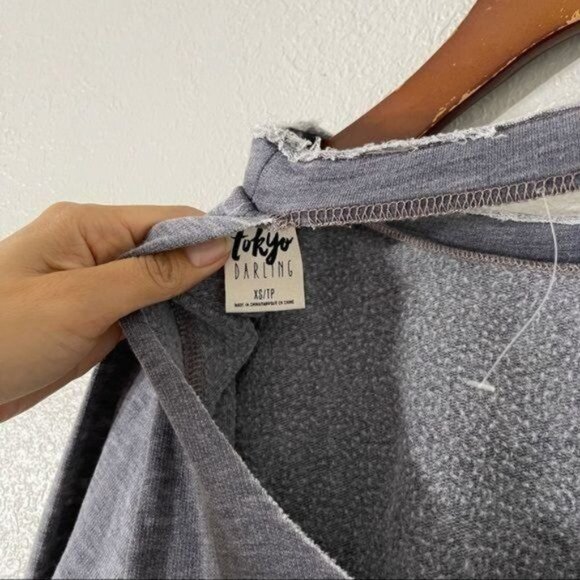 Tokyo Darling Gray Vintage Inspired Sweatshirt with Cutout Super Comfortable XS - Picture 8 of 11